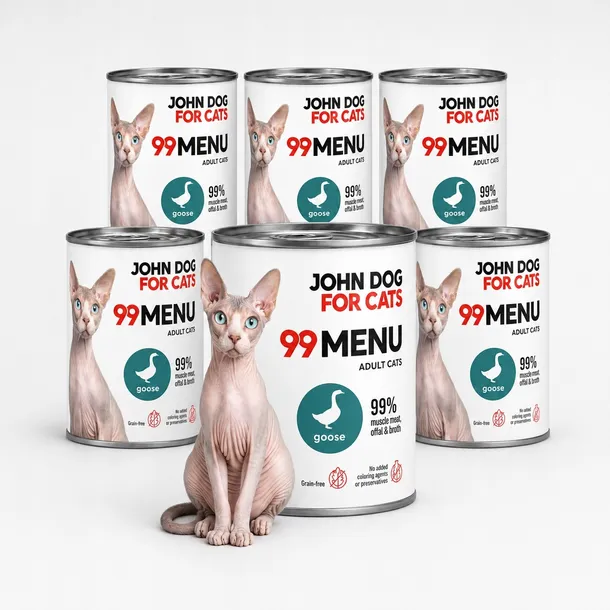 Karma mokra dla kota John Dog for Cats 99 Menu Gęś puszka 6x400g bezzbożowa
