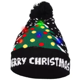 moraj-czapka-swiateczna-z-choinka-z-pomponem-swiecace-swiatelka-led-unisex