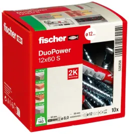 fischer-duopower-12x60s-kolek-rozporowy-wkret-do-pustakow-betonu-gipsu