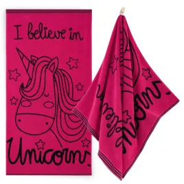 zwoltex-unicorn-bawelniany-recznik-z-jednorozcem-roz-czarny-450g-70x140