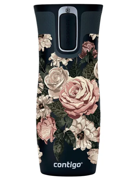 KUBEK TERMICZNY CONTIGO WEST LOOP 2.0 NA KAWĘ DO AUTA GLAMOUR KWIATY 470ML