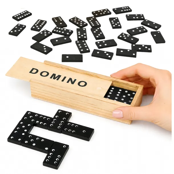 Domino Klasyczne 28 Elementów – Zasuwane Pudełko Klasyczna Gra