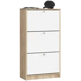 szafka-na-buty-waska-60cm-dab-sonoma-biala-3-drzwi
