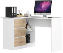 biurko-narozne-b16-124-cm-lewe-3-szuflady-2-polki-stolik-biale-dab-sonoma