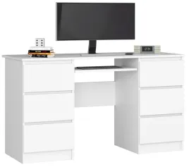 pojemne-biurko-biale-6-szuflad-komputerowe-135-cm