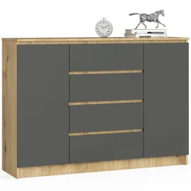 komoda-z-polkami-140-cm-2-drzwi-4-szuflady-pojemna-dab-artisan-grafit-szary
