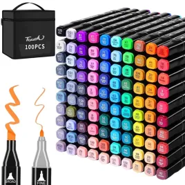 2x-markery-100-kolorow-flamastry-pisaki-dwustronne-alkoholowe-100-sztuk
