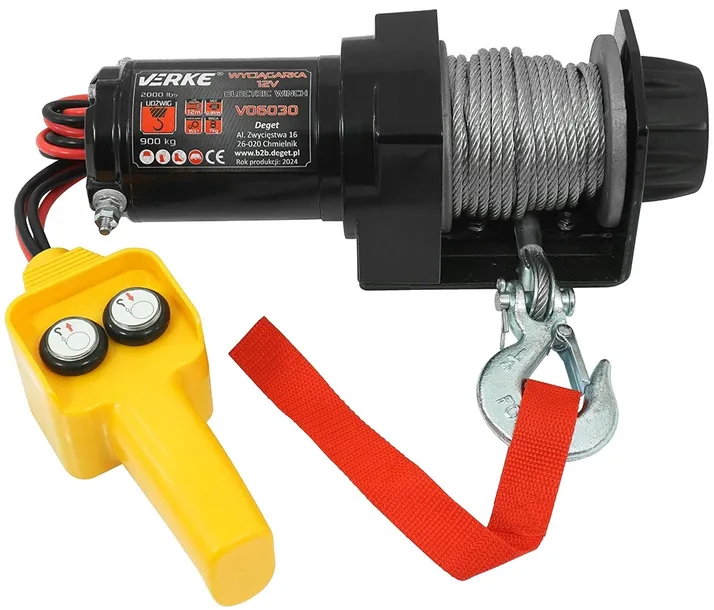 WCIĄGARKA WYCIĄGARKA LINOWA ELEKTRYCZNA 12V 907KG SAMOCHODOWA LAWETY 12M