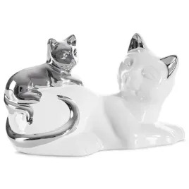 figurka-z-glinki-ceramicznej-koty-20-x-11-x-12-cm-biala-ze-srebrnym