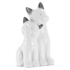 figurka-z-glinki-ceramicznej-koty-11-x-9-x-20-cm-biala-ze-srebrnym