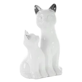 figurka-z-glinki-ceramicznej-koty-15-x-11-x-22-cm-biala-ze-srebrnym