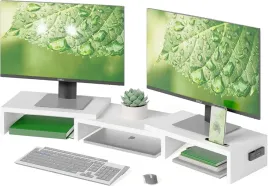 podwojny-stojak-na-monitory-regulowany-organizer-biurko-elegancki-bialy