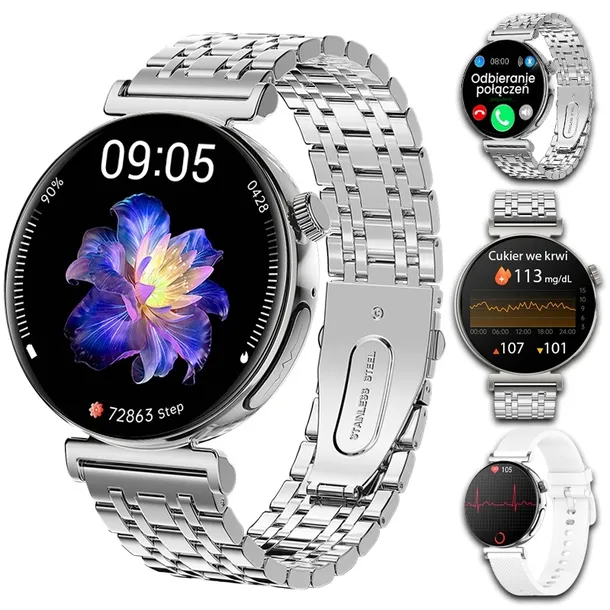 SMARTWATCH ZEGAREK DAMSKI POMIAR CUKRU EKG ROZMOWY SMART WATCH MENU POLSKIE