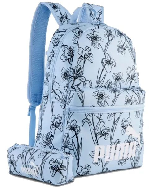 PUMA ZESTAW 2W1 PLECAK I PIÓRNIK CLASSIC BLUE FLORAL SET SZKOLNY W KWIATY