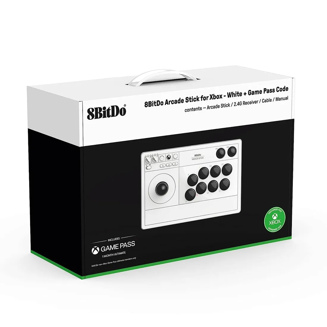 2x-pad-8bitdo-arcade-stick-xbox-pc-white-stan-nowy