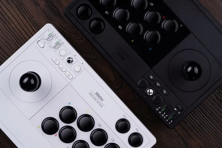 2x-pad-8bitdo-arcade-stick-xbox-pc-white-stan-nowy-certyfikat-ce