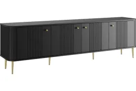 szafka-rtv-na-nozkach-vesper-gold-187-4d-czarny-kolor-z-ryflowaniami