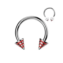 piercing4u-podkowa-rainbow-stozek-czerwony-10-mm-316l