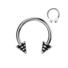 piercing4u-kolczyk-podkowa-rainbow-ze-stozkami-czarny-316l