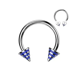 piercing4u-kolczyk-podkowa-rainbow-niebieski-stozek-316l