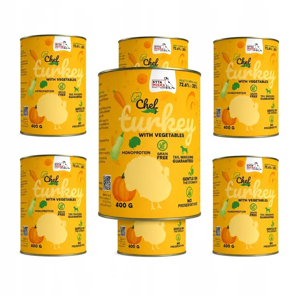 Mokra karma dla psa Syta Micha CHEF Adult Indyk monobiałkowa puszka 6x400g