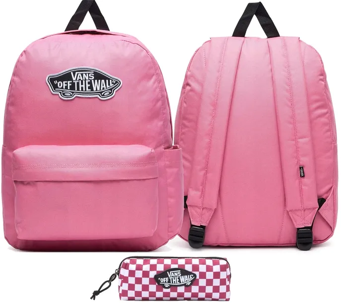 ZESTAW VANS PLECAK + PIÓRNIK SZKOLNY OLD SKOOL PINK KRATKA DUŻY KLASYK