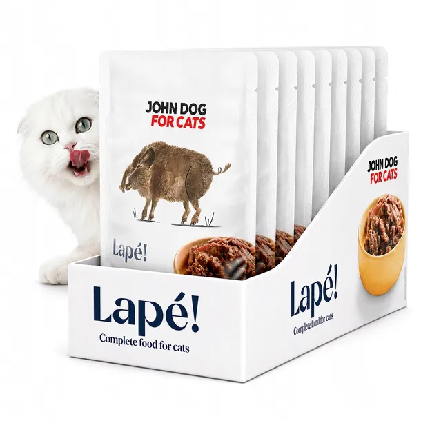 Karma mokra dla kota John Dog for Cats Lapé Dzik saszetki 10x100g mono