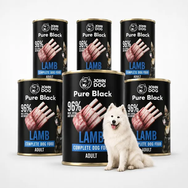 Mokra karma dla psa John Dog Pure Black Adult Jagnięcina mono puszka 6x400g