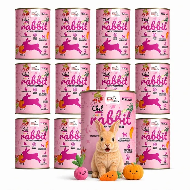 SYTA MICHA Chef Mono Junior Królik z warzywami - mokra karma dla psa - 400 g