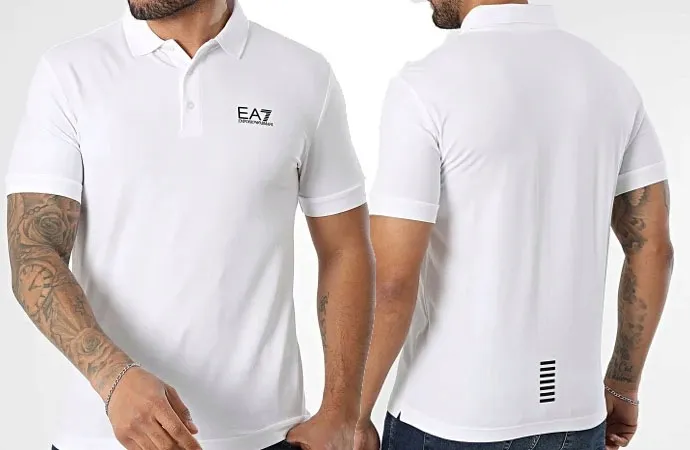 EMPORIO ARMANI EA7 KOSZULKA MĘSKA POLO BIAŁA BAWEŁNA REGULAR FIT ROZM. XL