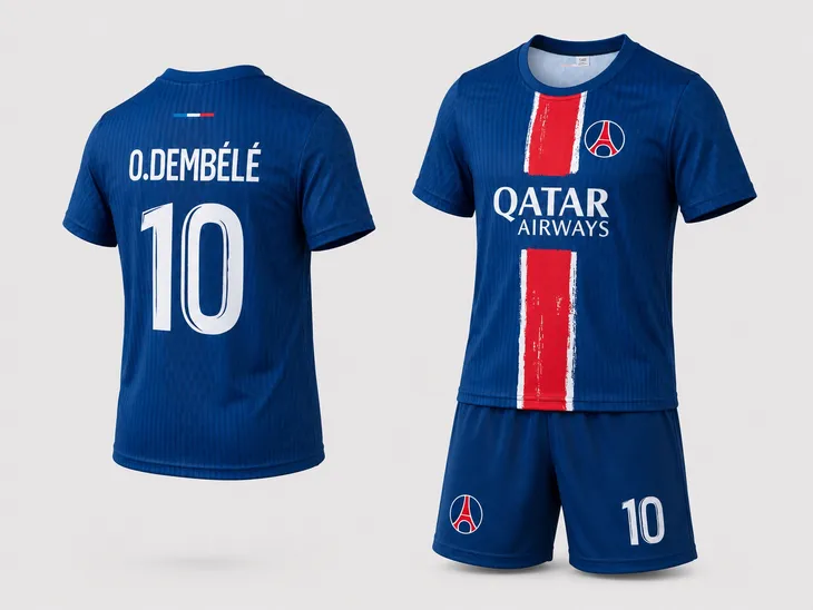 STRÓJ PIŁKARSKI - KOSZULKA SPODENKI - DEMBELE PSG rozm. 146 cm