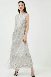 karen-millen-sukienka-elegancka-zdobiona-srebrna-z-fredzlami-maxi-38-yli