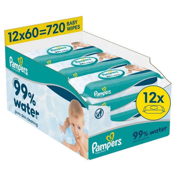 Pampers Aqua 99% Water chusteczki nawilżane 12 x 60 szt.