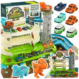 zjezdzalnia-garaz-pietrowy-parking-4-poziomy-winda-autka-dinozaury-plansza