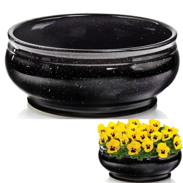 CERAMICZNA MISA NAGROBNA doniczka mrozoodporna czarna Ø 28 cm