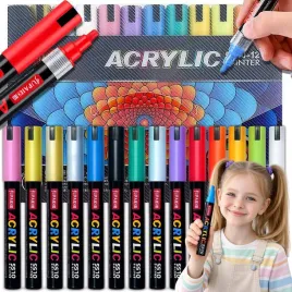 markery-akrylowe-zestaw-12-szt-pisaki-flamastry-mazaki-wodoodporne-z-farba