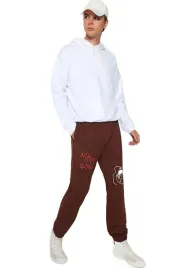 trendyol-man-meskie-spodnie-dresowe-brazowe-z-nadrukiem-xl-5da