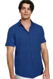 trendyol-man-meska-koszula-casual-niebieska-krotki-rekaw-m-5da