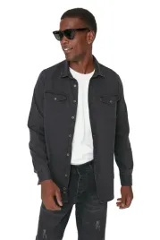 trendyol-man-czarna-koszula-meska-casual-z-kieszeniami-dlugi-rekaw-m-5da