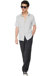 trendyol-man-szara-koszula-meska-casual-krotki-rekaw-z-guzikami-xl-5da