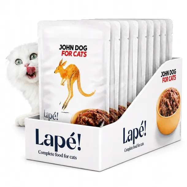 Karma mokra dla kota John Dog for Cats Lapé Kangur mono saszetki 10x100g