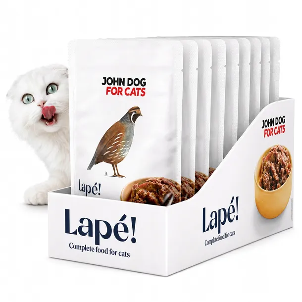 Karma mokra dla kota John Dog for Cats Lapé Przepiórka saszetki 10x100g