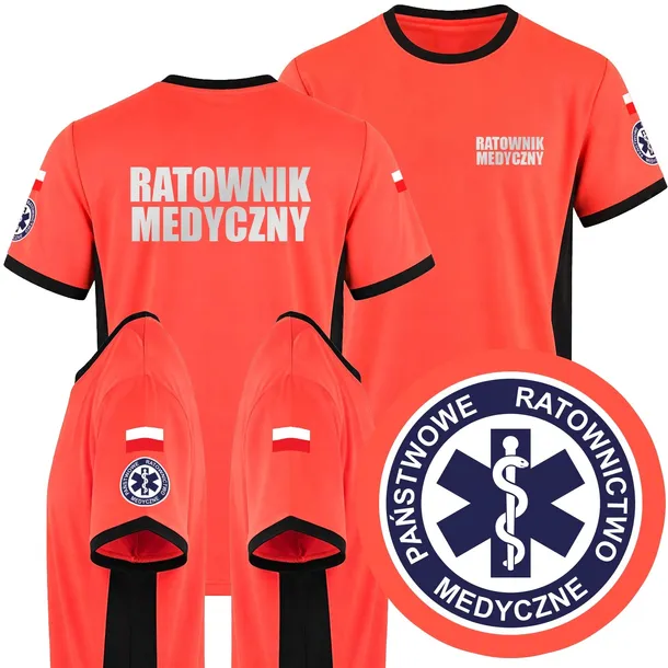 KOSZULKA RATOWNIK MEDYCZNY FLUO T-SHIRT PAŃSTWOWE RATOWNICTWO MEDYCZNE L