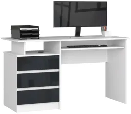 biurko-wolnostojace-komputerowe-clp-135-cm-3-szuflady-biale-grafit-polysk