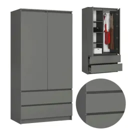 szafa-dwudrzwiowa-90-cm-sypialnia-2-drzwi-2-szuflady-4-polki-grafit-szary