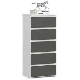 komoda-wysoka-do-salonu-cl5-40-cm-5-szuflad-szafka-waska-biala-grafit-szary