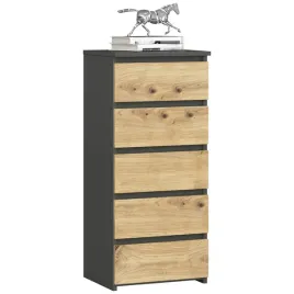 komoda-wysoka-do-salonu-cl5-40-cm-5-szuflad-szafka-grafit-szary-dab-artisan