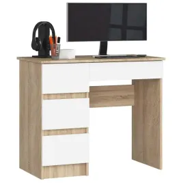biurko-do-pracy-dab-sonoma-biale-4-szuflady-90-cm