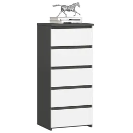 komoda-wysoka-do-salonu-cl5-40-cm-5-szuflad-szafka-waska-grafit-szary-biala