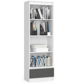 regal-60-cm-4-polki-1-szuflada-bialy-szary-matowy